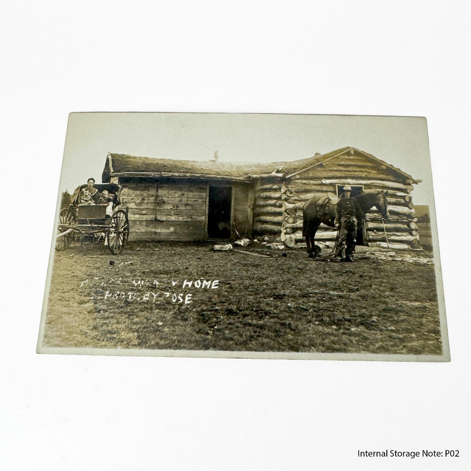 Vintage RPPC My Shanty Home Log Cabin Horse Buggy Family KRUXO Postcard c1910s