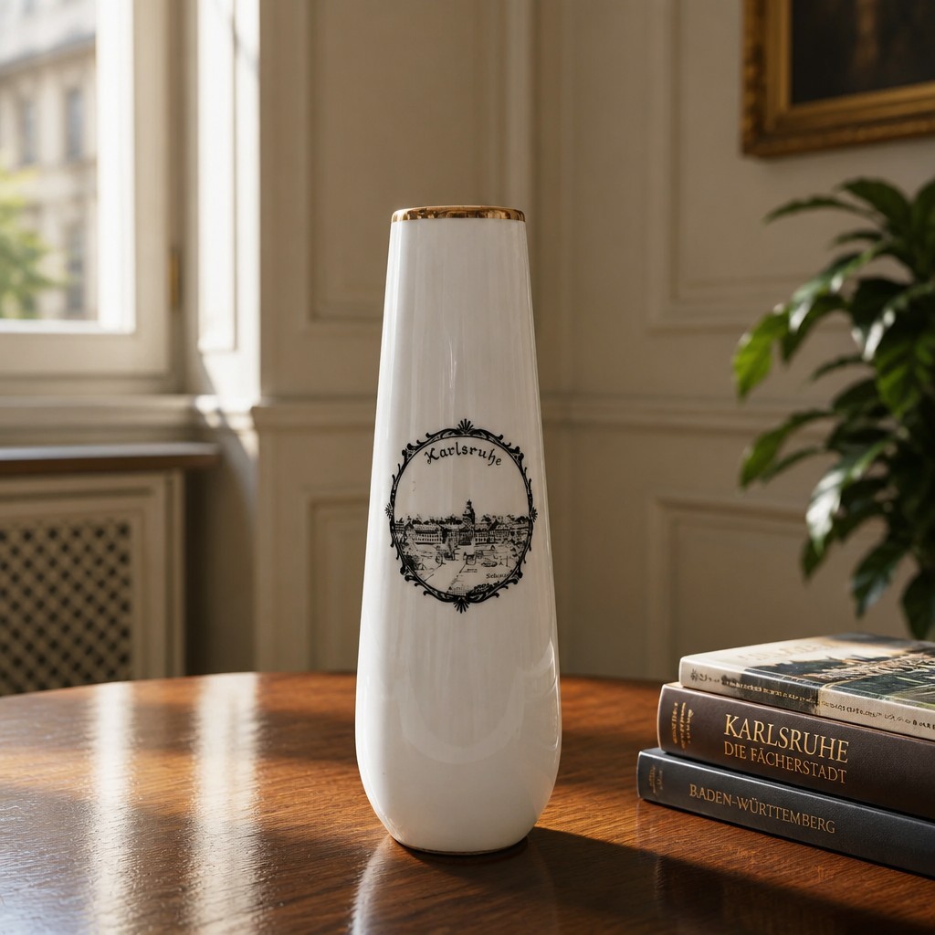 Vintage German Karlsruhe City Souvenir Bud Vase- 7 In Tall