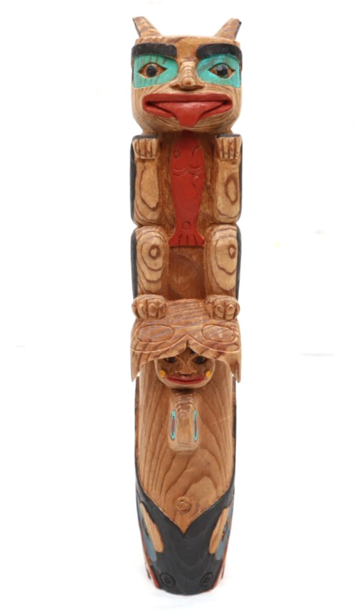 Vintage Native American Northwest Coast Haida Wooden Totem Pole 7.5\