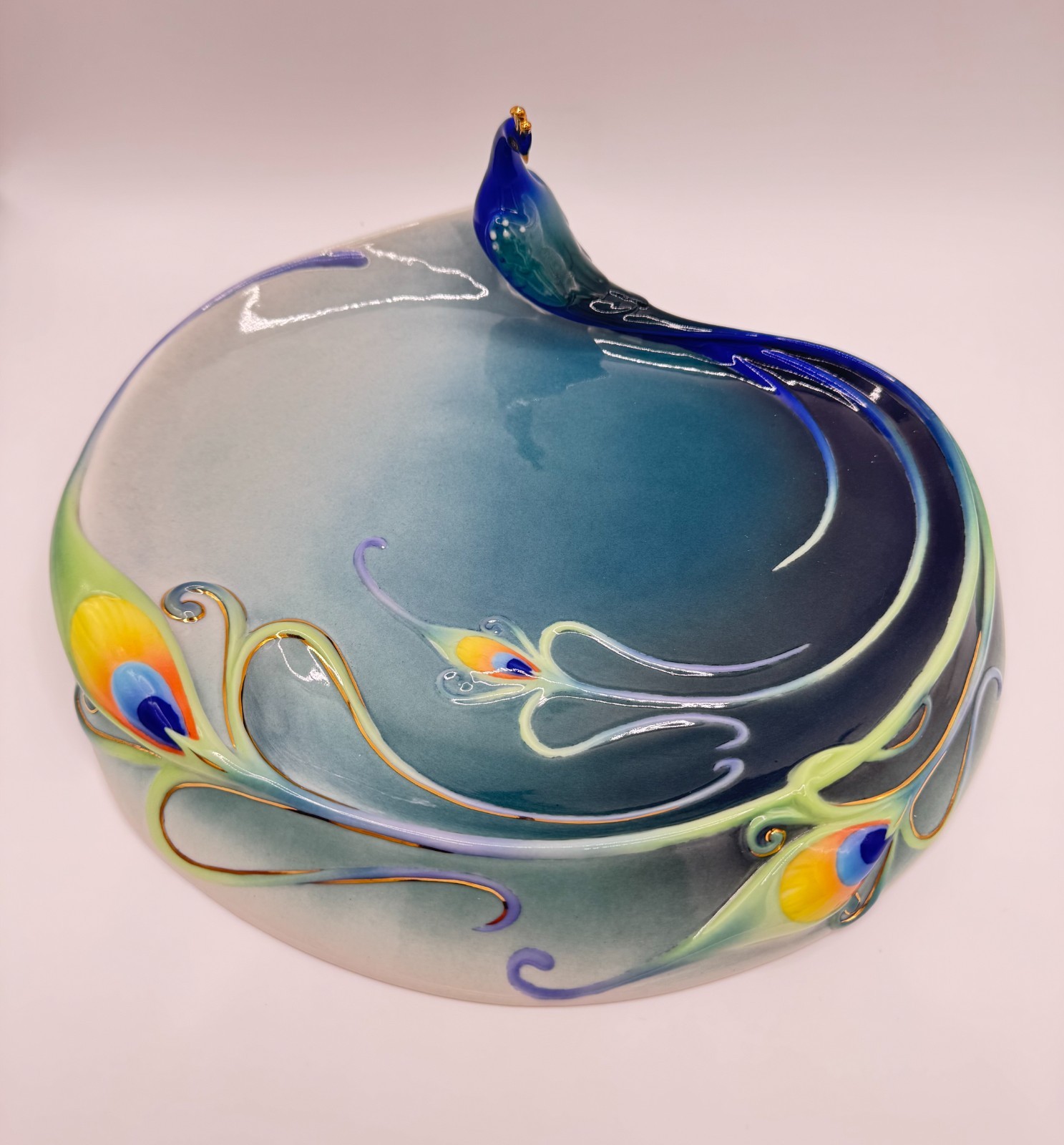 Kathy Ireland by Franz Luminescence Peacock Porcelain Ornamental Platter