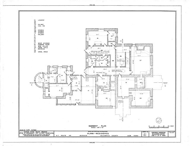Photo:Hudson New York Olana 1900s Basement Floor Plan HABS