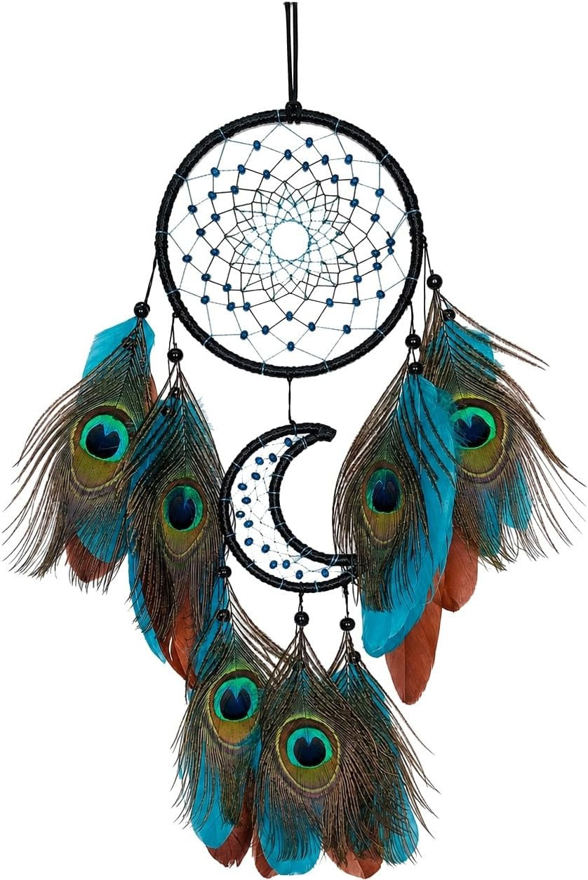 Small Peacock Dream Catcher with Abundant Feathers Well Handmade and Sturdy Drea