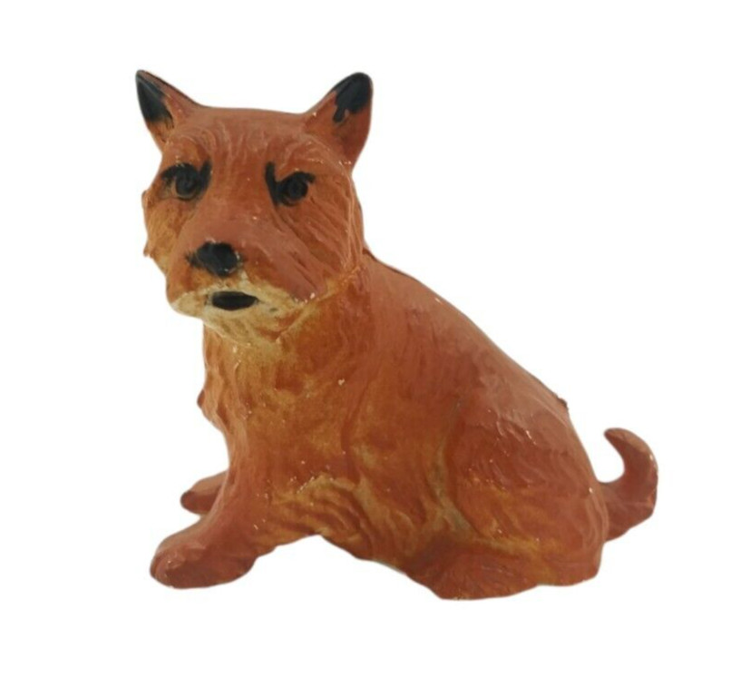 Scotty Dog Scottish Terrier Hard Plastic Figurine Brown Mini Collectible Decor