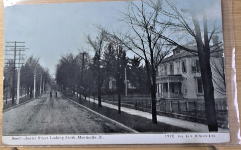 South Charter Street Monticello Illinois Postcard 1911 Posted Shock Monon IN
