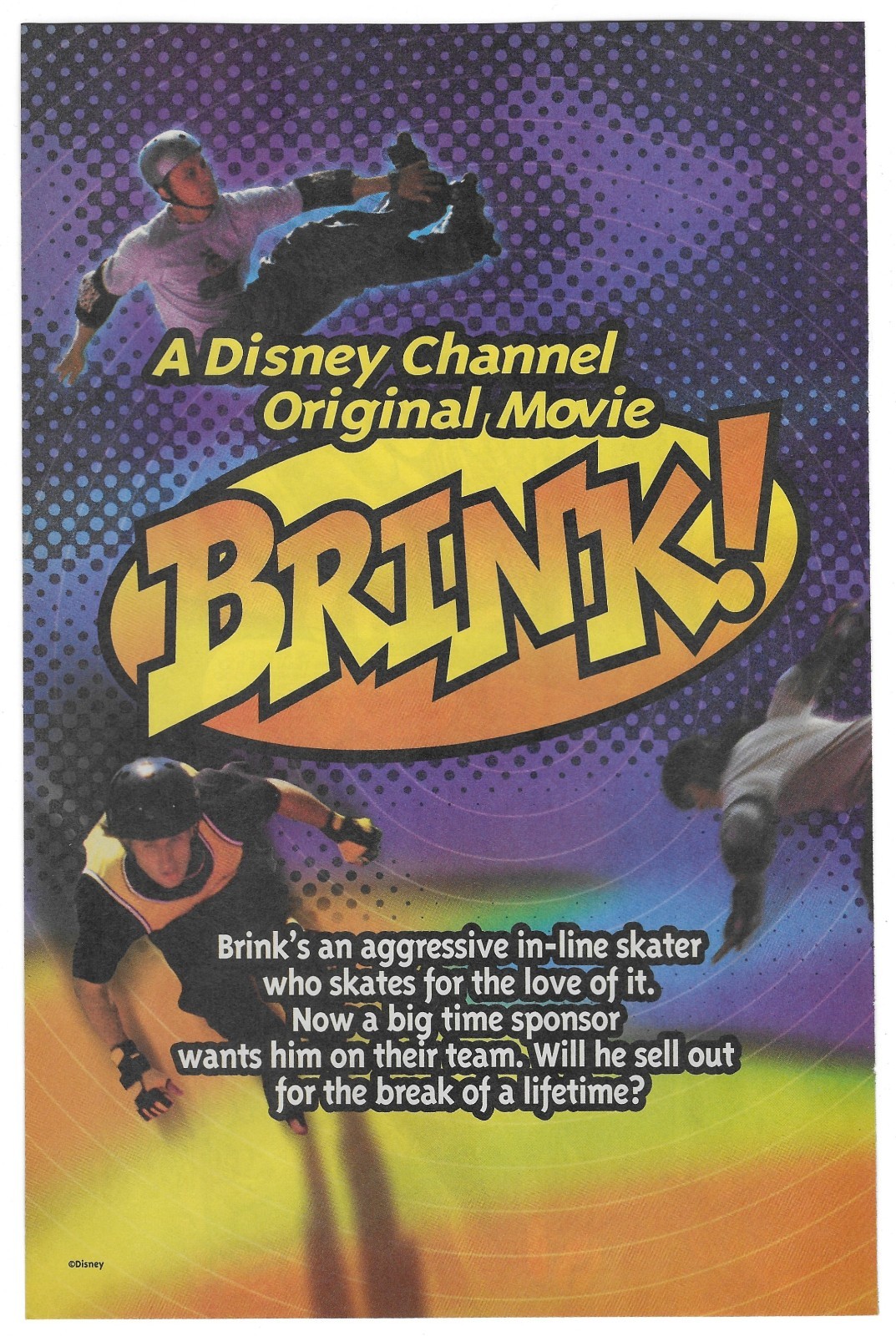 Vintage 2-Page Ad - Disney Channel Original Movie - Brink - In-Line Skating