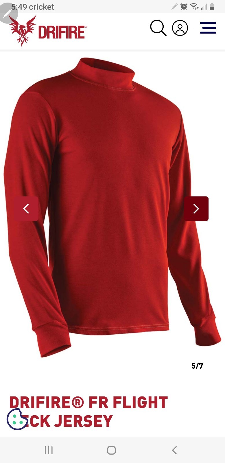DriFire Flame Retardant FR US Navy Flight Deck Jersey - Red- LARGE