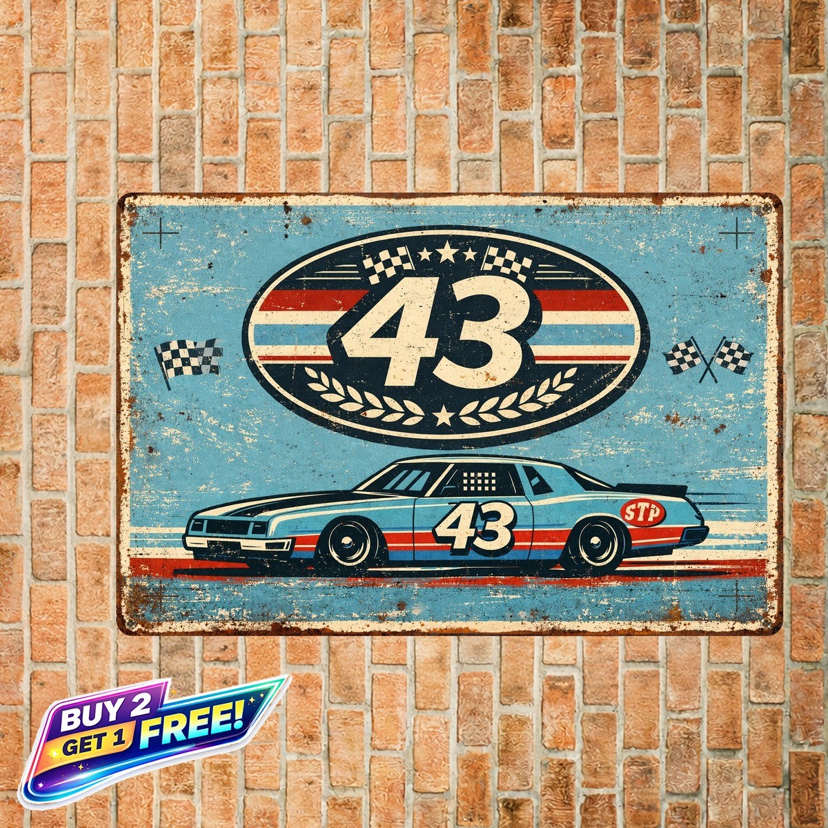 Richard Petty 43 Vintage Racing Poster 8x12 Metal Tin Sign Decor