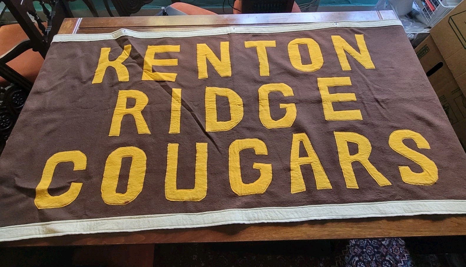 Vtg Kenton Ridge High School Cougars Felt Banner Springfield Ohio Football Rare