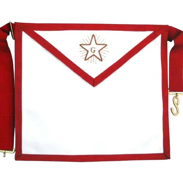 Fellowcraft Scottish Rite Apron - White with Thin Red Borders IMITATION