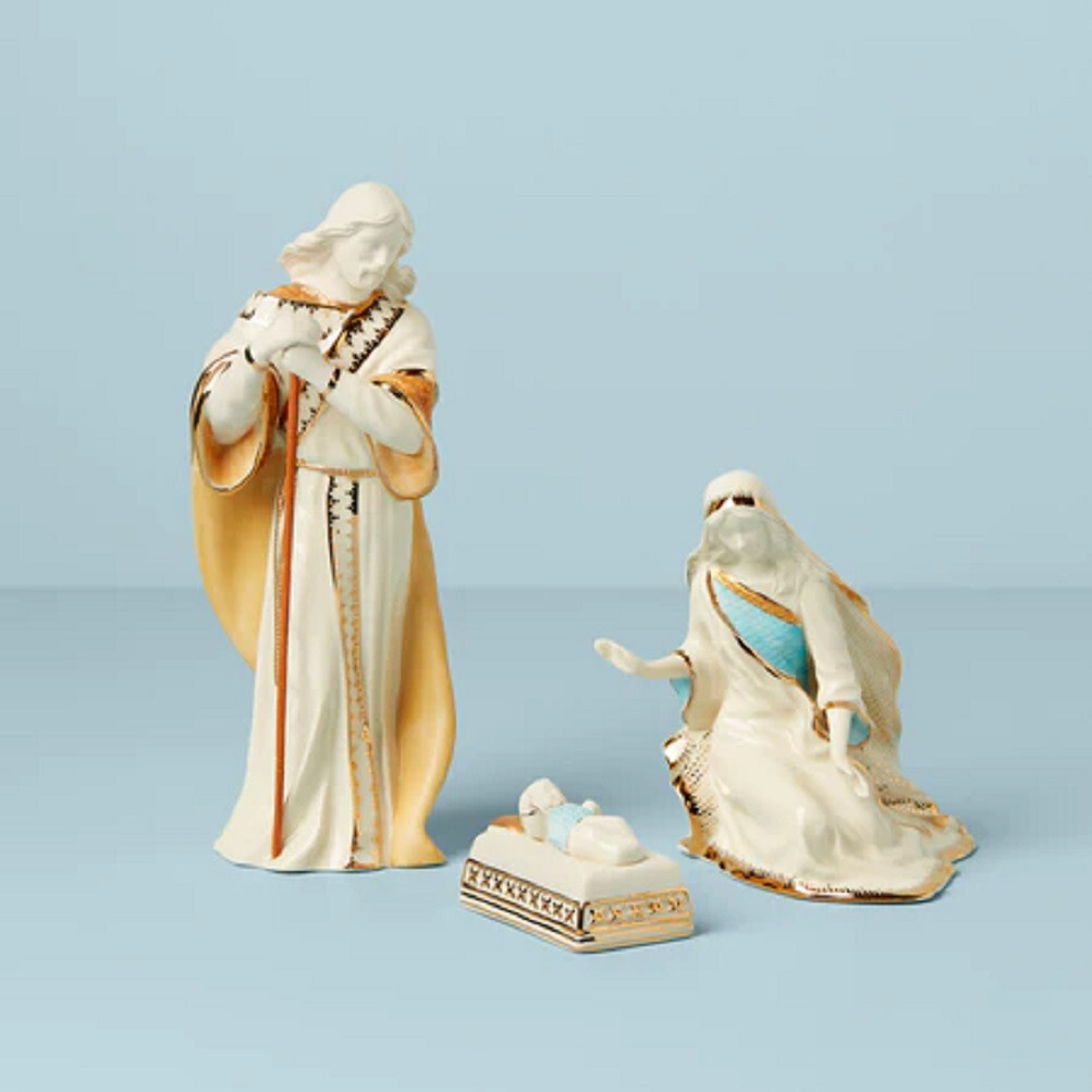 Lenox China FIRST BLESSING NATIVITY Holy Family 3 Pc. Christmas Figurine - AS IS