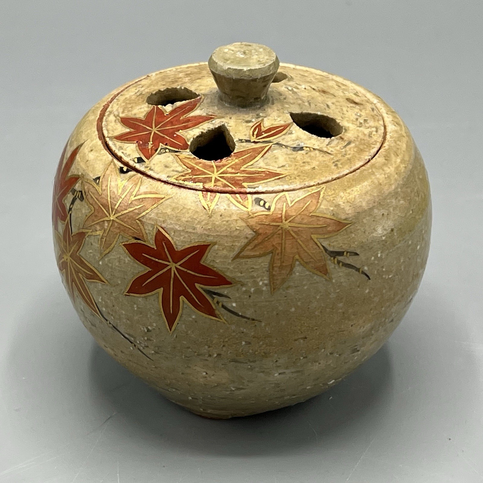 Kiyomizu-yaki Kyoto-yaki Incense Burner Flower Fragrance Maple Leaves 3