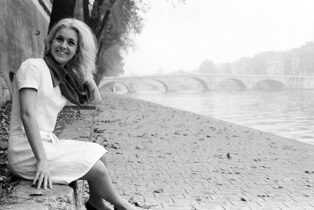 Portrait of Marie Dubois the banks of the Seine near the Pont Roya- Old Photo