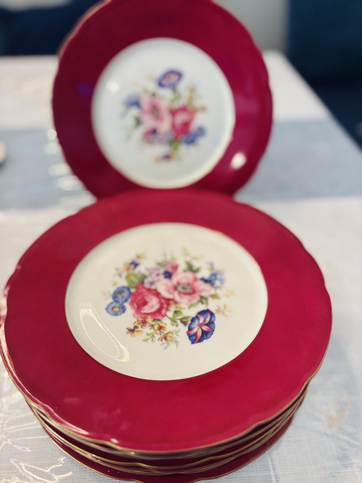 Vintage Baronet F & B Made In Bohemia Czechoslovakia Floral Scalloped Edge Plate Vintage Baronet F & B Made In Bohemia Czechoslovakia Floral Scalloped Edge Plate