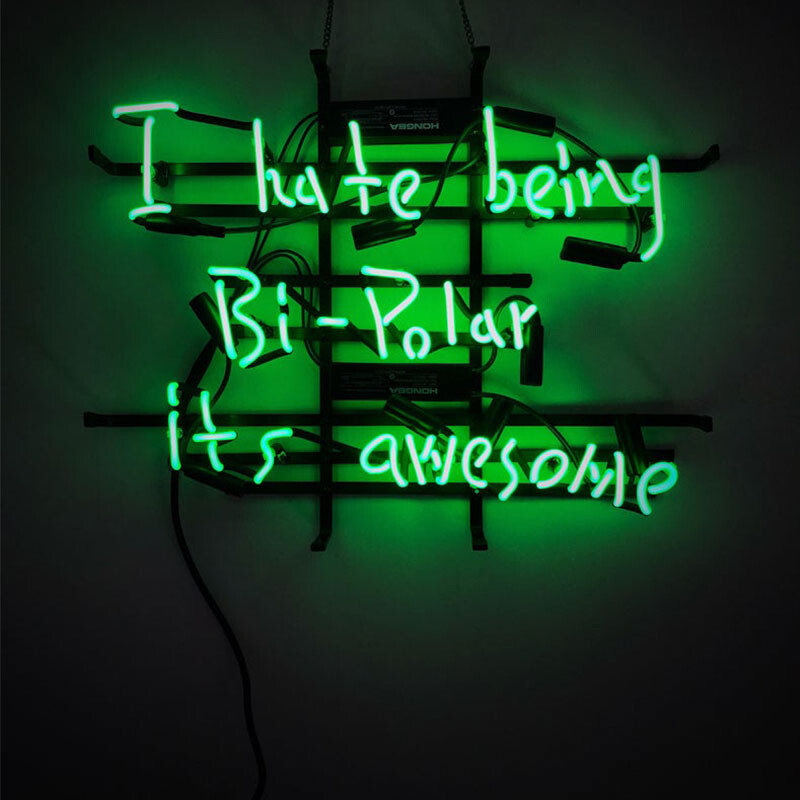 I Hate Being Bi-Polar it\'s Awesome Neon Sign Light Lamp Real Glass Decor 20x16
