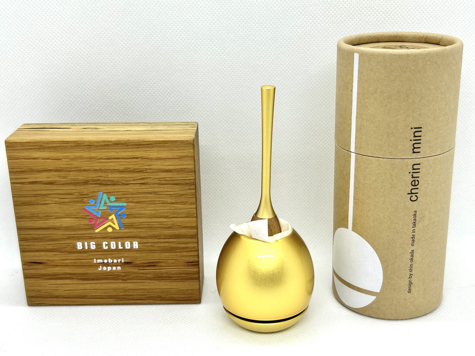 Sotto Buddhist Bell Cherin mini Orin Gold Brass Cherrywood Takaoka Healing Yoga