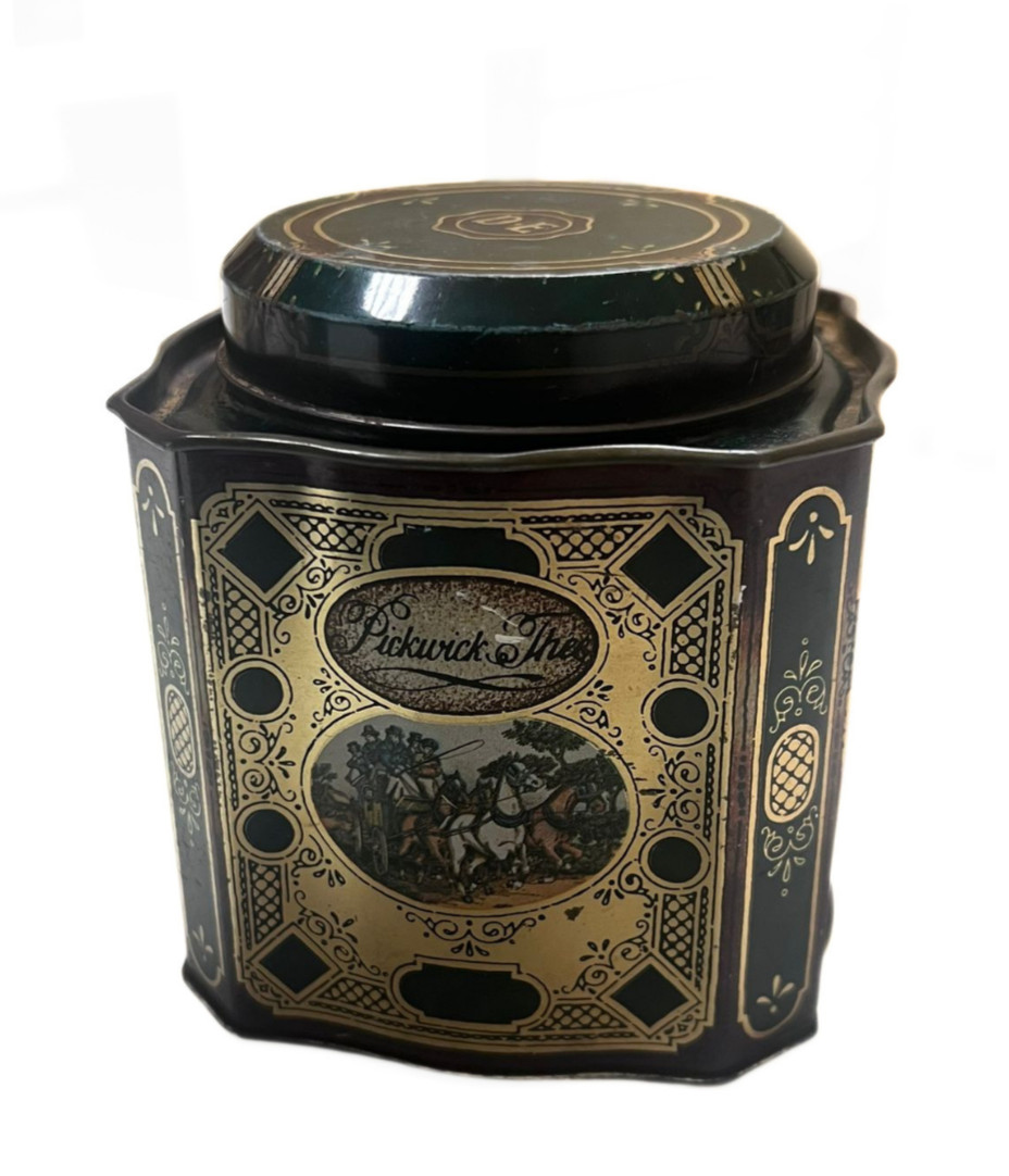 Vintage Douwe Egberts Pickwick Thee Tea Tin Caddy Netherlands Green Gold 80g