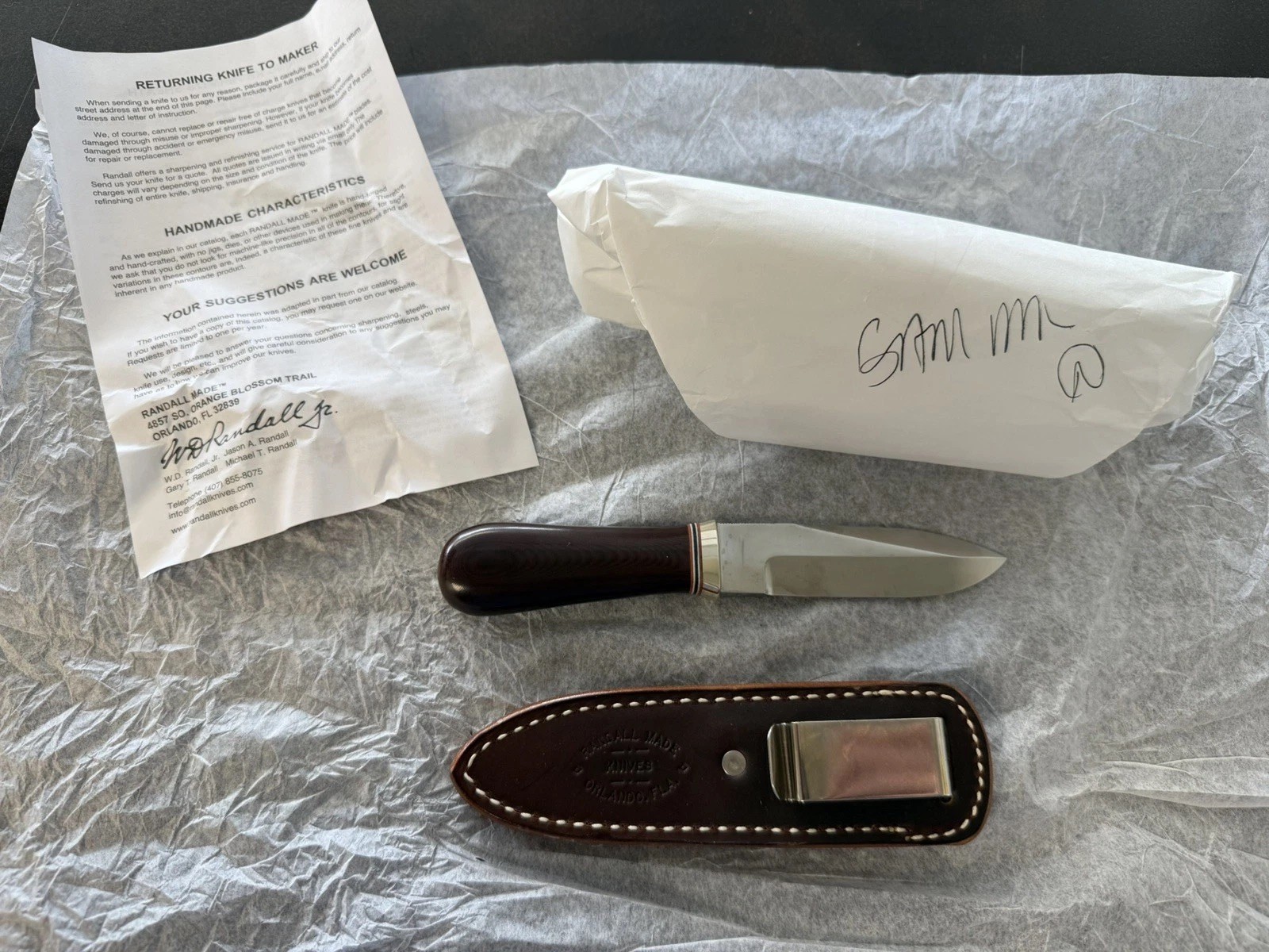 Randall Gambler Maroon Micarta New in Butcher Paper NEW August 2026