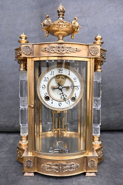 Ansonia Crystal Mechanical Analog Clock antique collectible decor 094