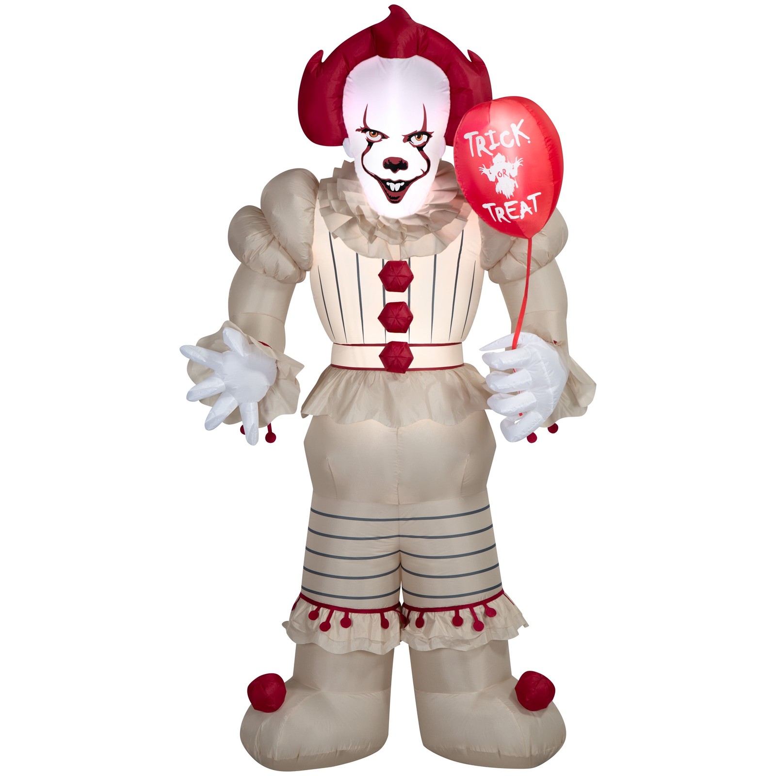 8 Ft Pennywise Holding Red Balloon Halloween Yard Inflatable with LED Lights