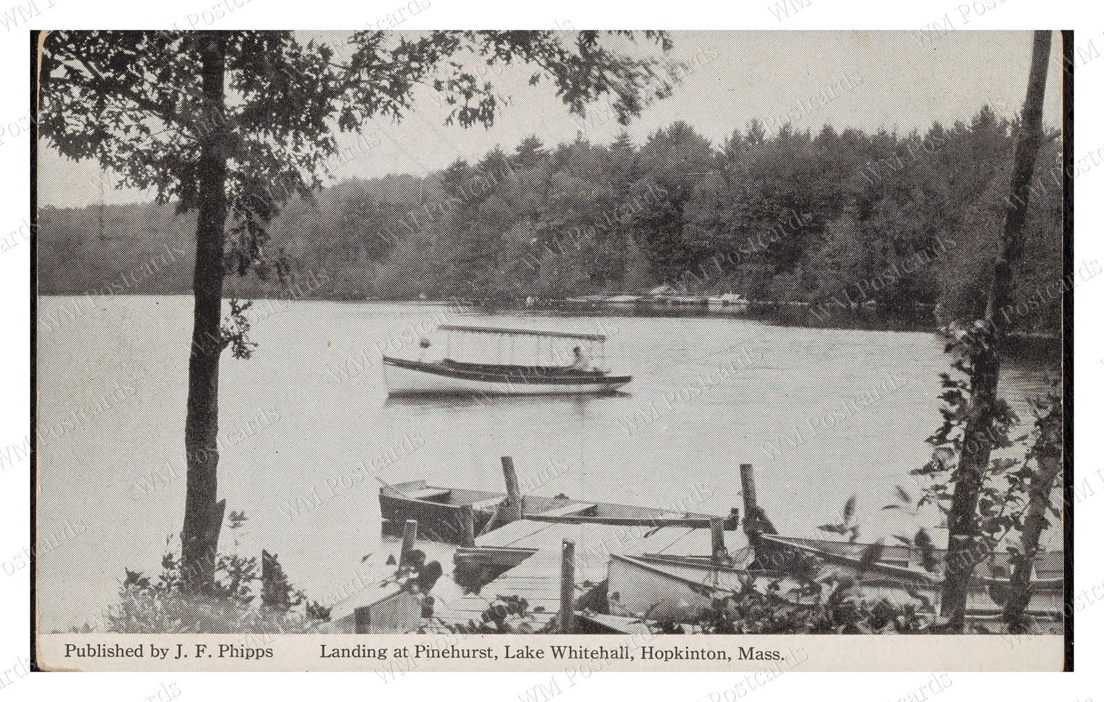 Hopkinton Massachusetts 1900 Lake Whitehall Dock Boats Standard Postcard