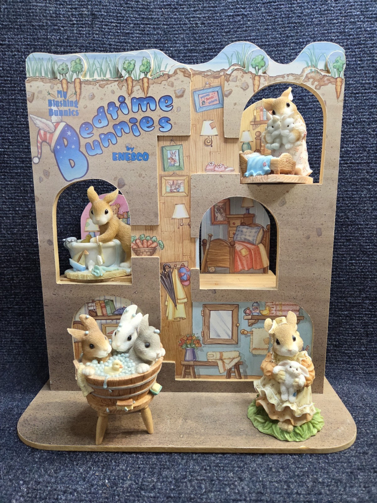 Four Enesco My Blushing Bunnies Figurines And Display