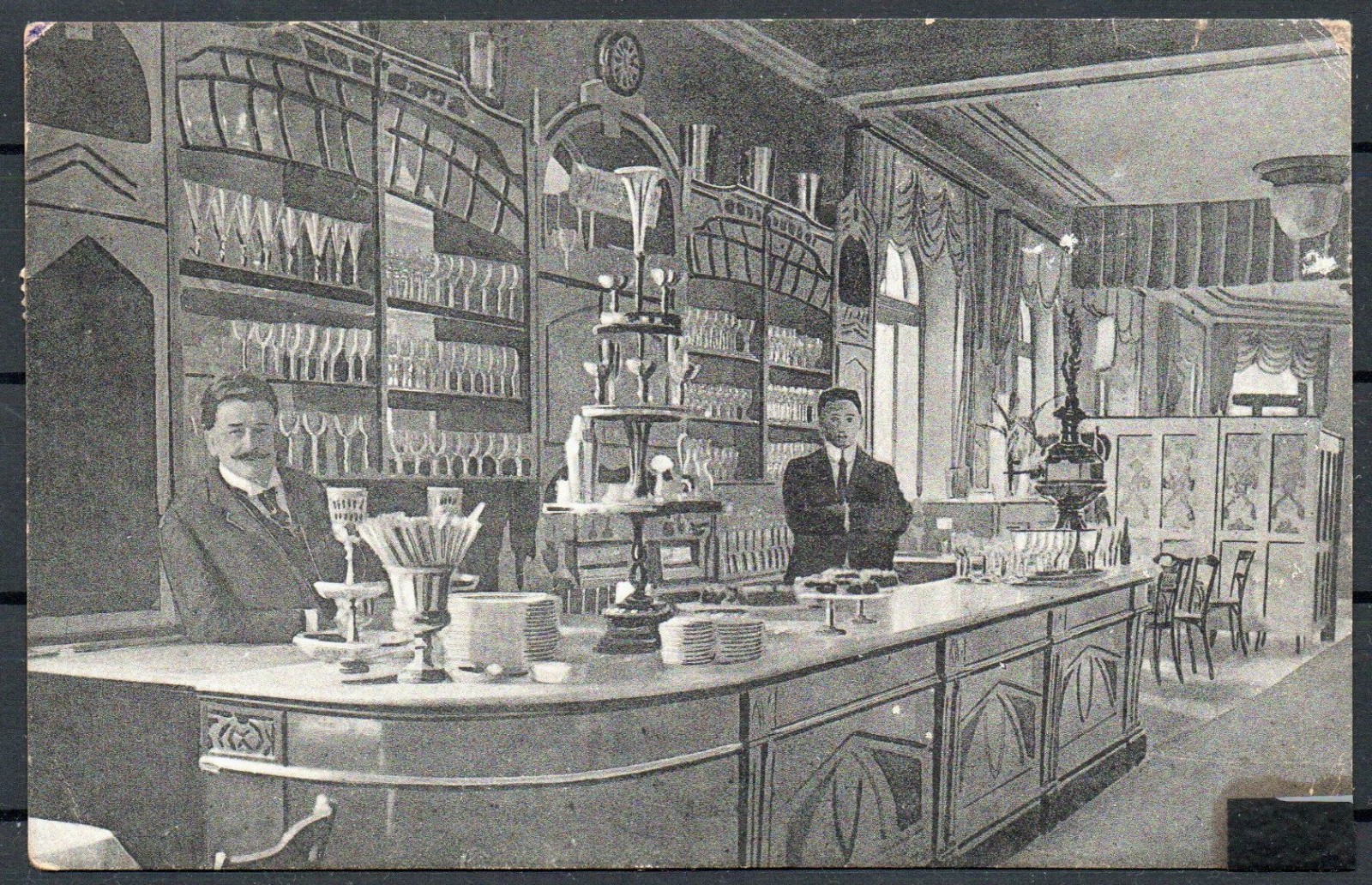 Old postcard Aachen CAFE and restaurant Bristol owner Georges Storck