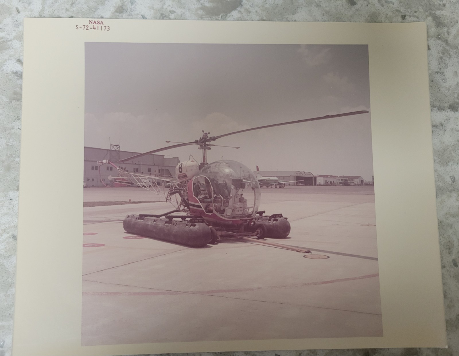Vintage NASA S-72-41173 Bell H-13 Helicopter 1972 Red Number Original Photo