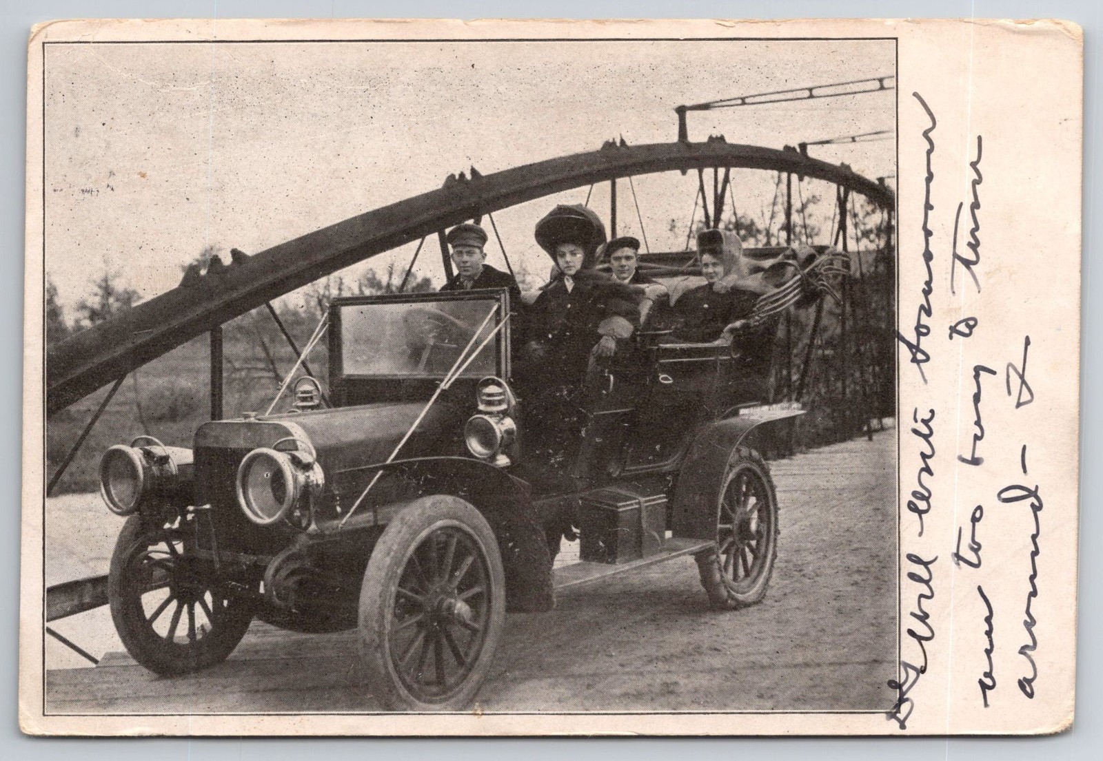1908 Teens Out For A Drive Classic Automobile Car Postcard Handwritten Address 1908 Teens Out For A Drive Classic Automobile Car Postcard Handwritten Address