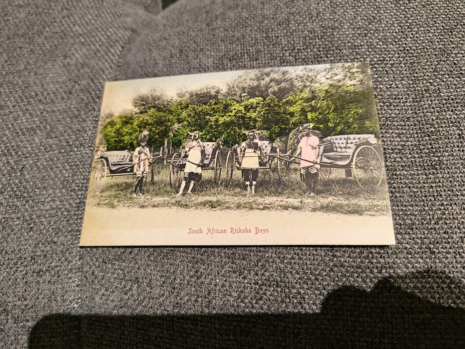 South African Ricksha Boys Antique Postcard