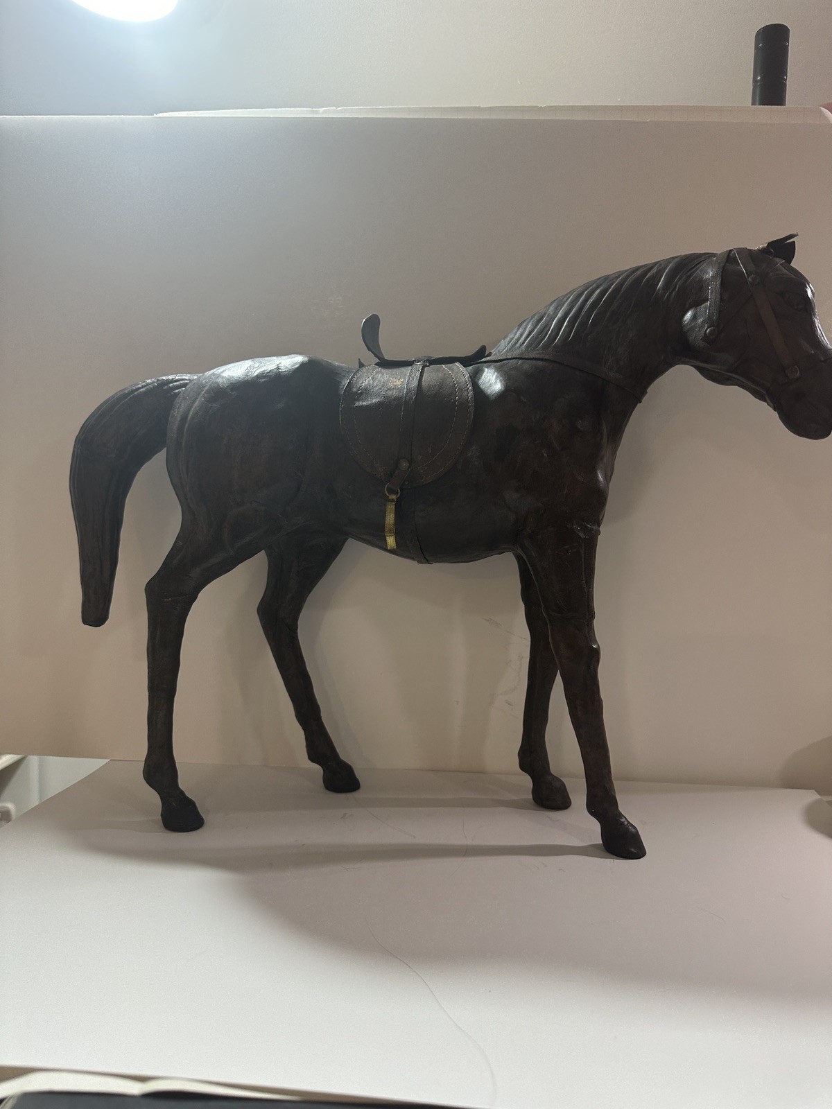 Vintage Leather Wrapped Horse Statue 18\ Vintage Leather Wrapped Horse Statue 18\