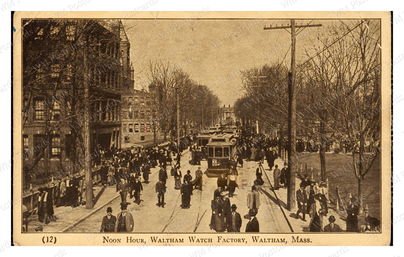 Waltham Massachusetts circa 1905 Watch Factory Noon Street Standard Postcard