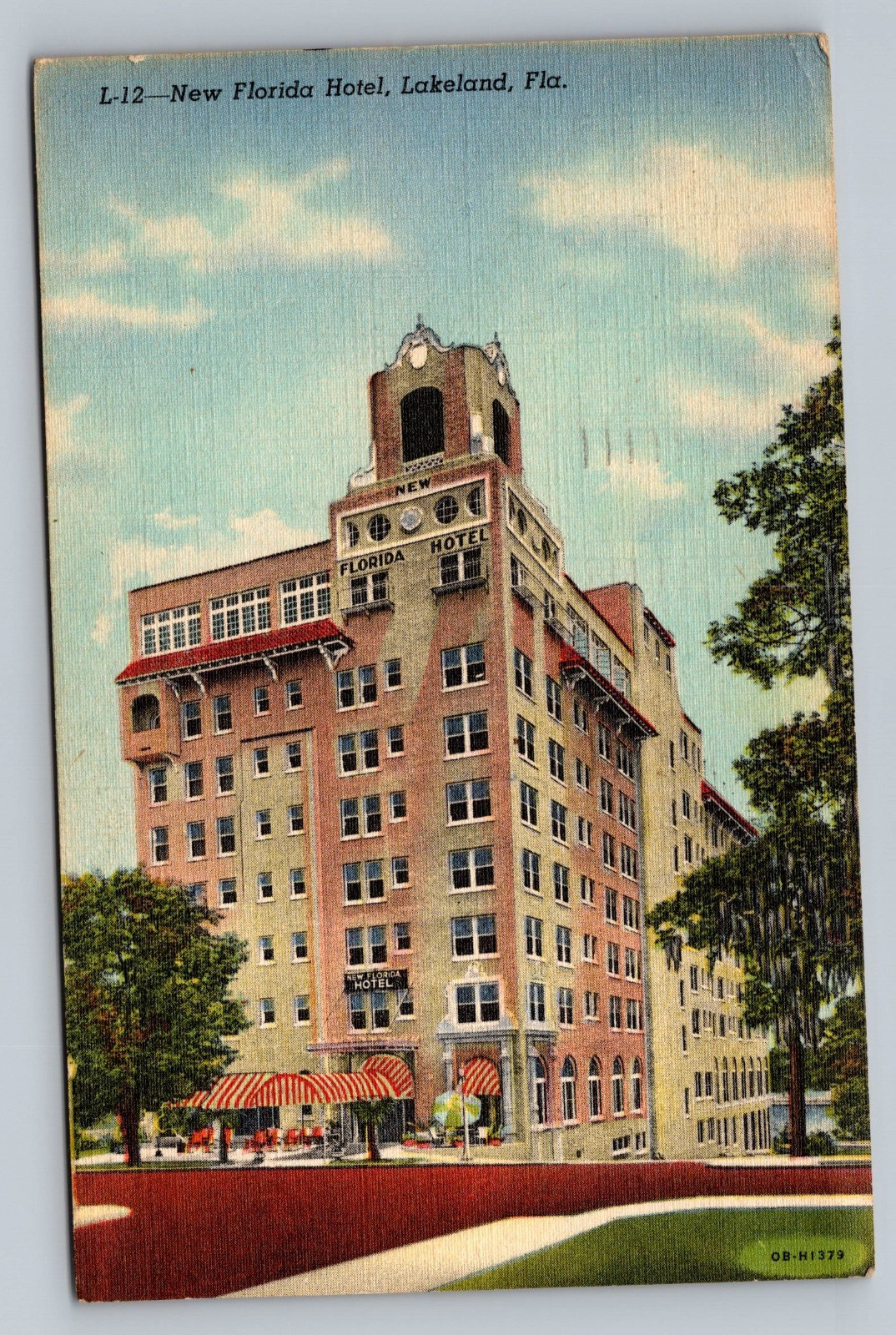 Lakeland Florida New FL Hotel Street View Linen 1950 Vintage Postcard