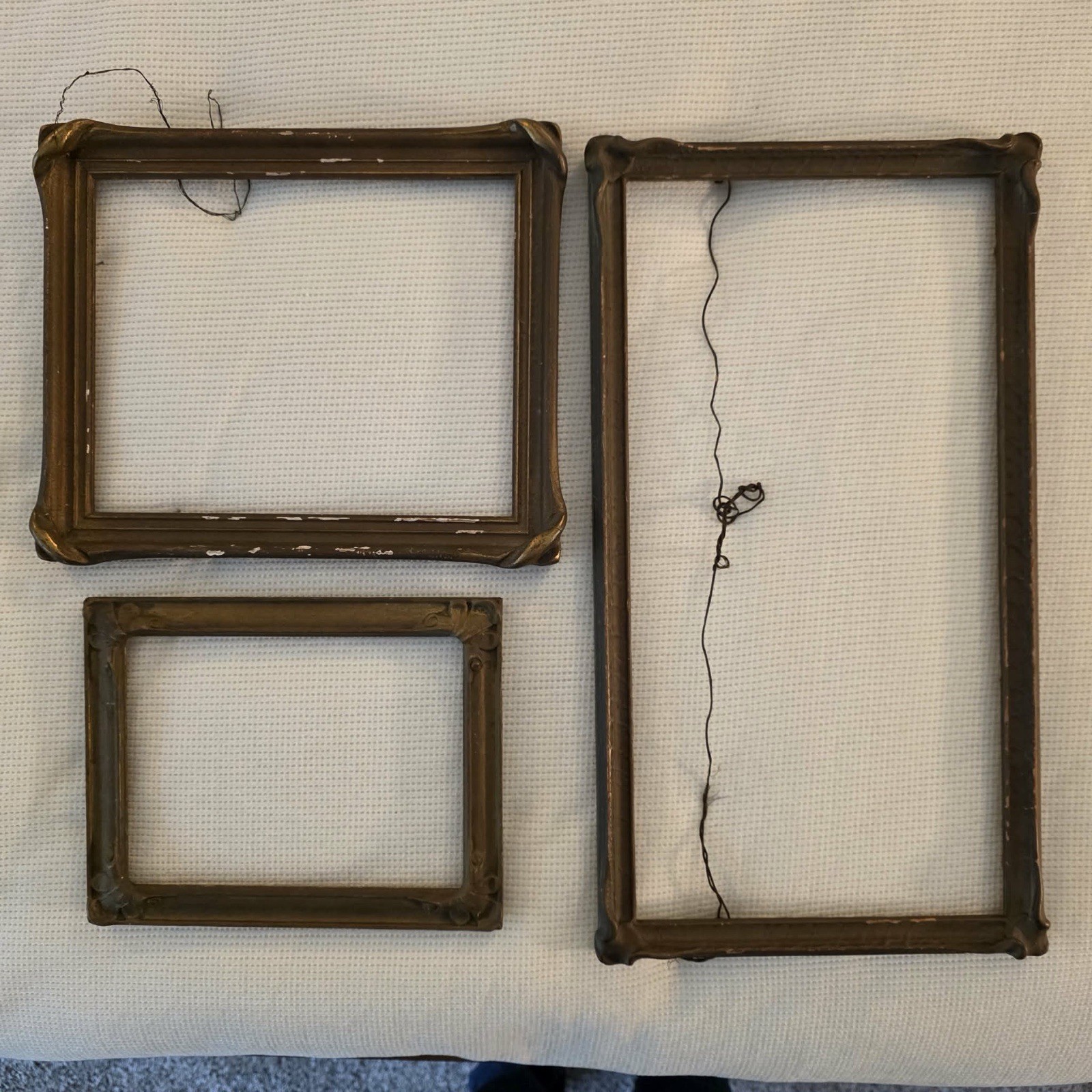 3 Antique Guilded Art Nouveau Wooden Picture Frames 3 Sizes
