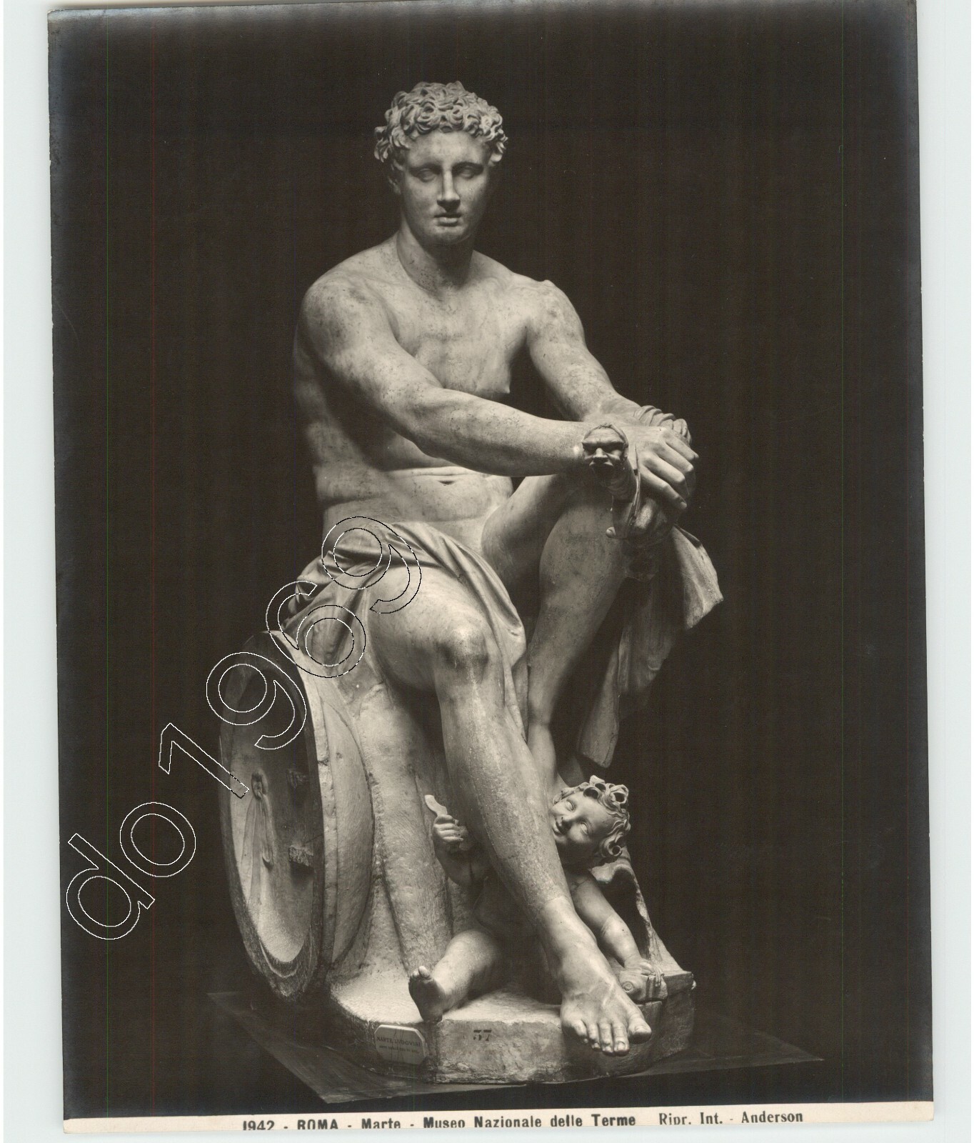 ARES LUDOVISI Sculpture c.1850s Photo by James Anderson, ca.1930s Press Print