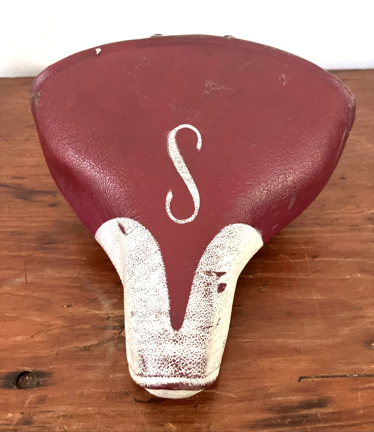 Vtg 60s Schwinn Approved S Bicycle Seat Red White Mesinger Springer Saddle USA