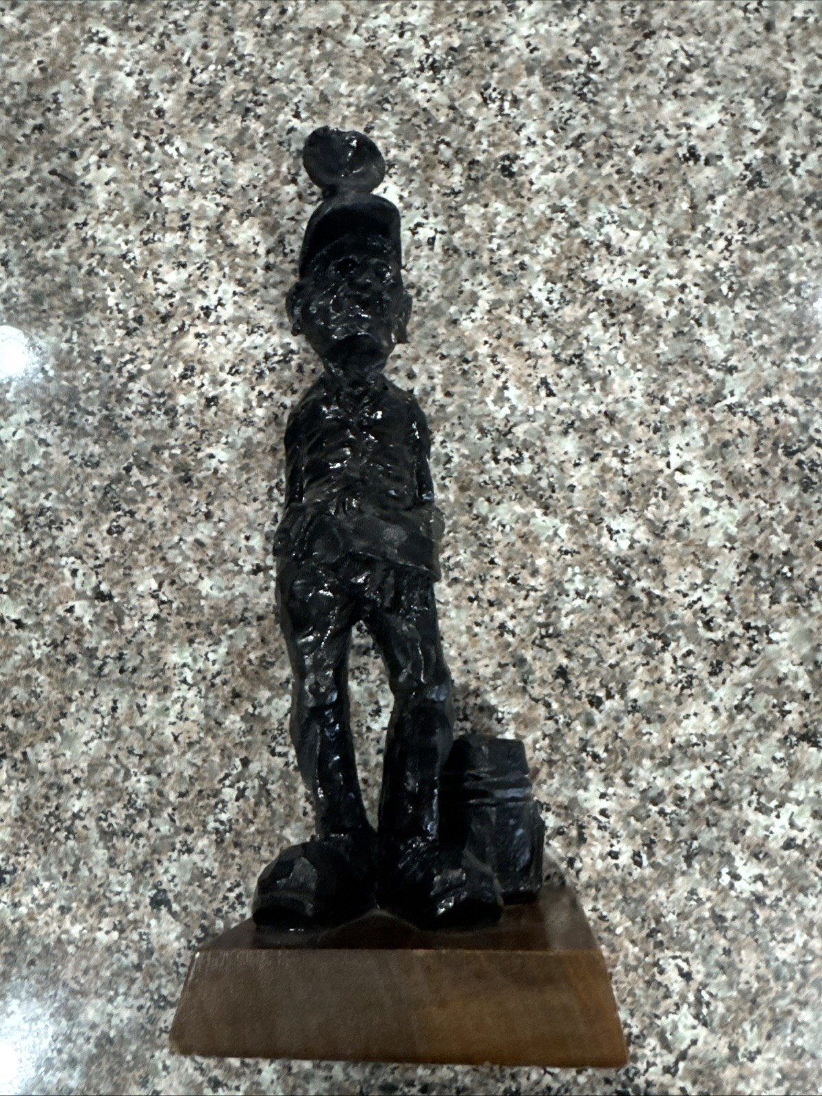 vintage carved or coal-crafted coal miner figurine,
