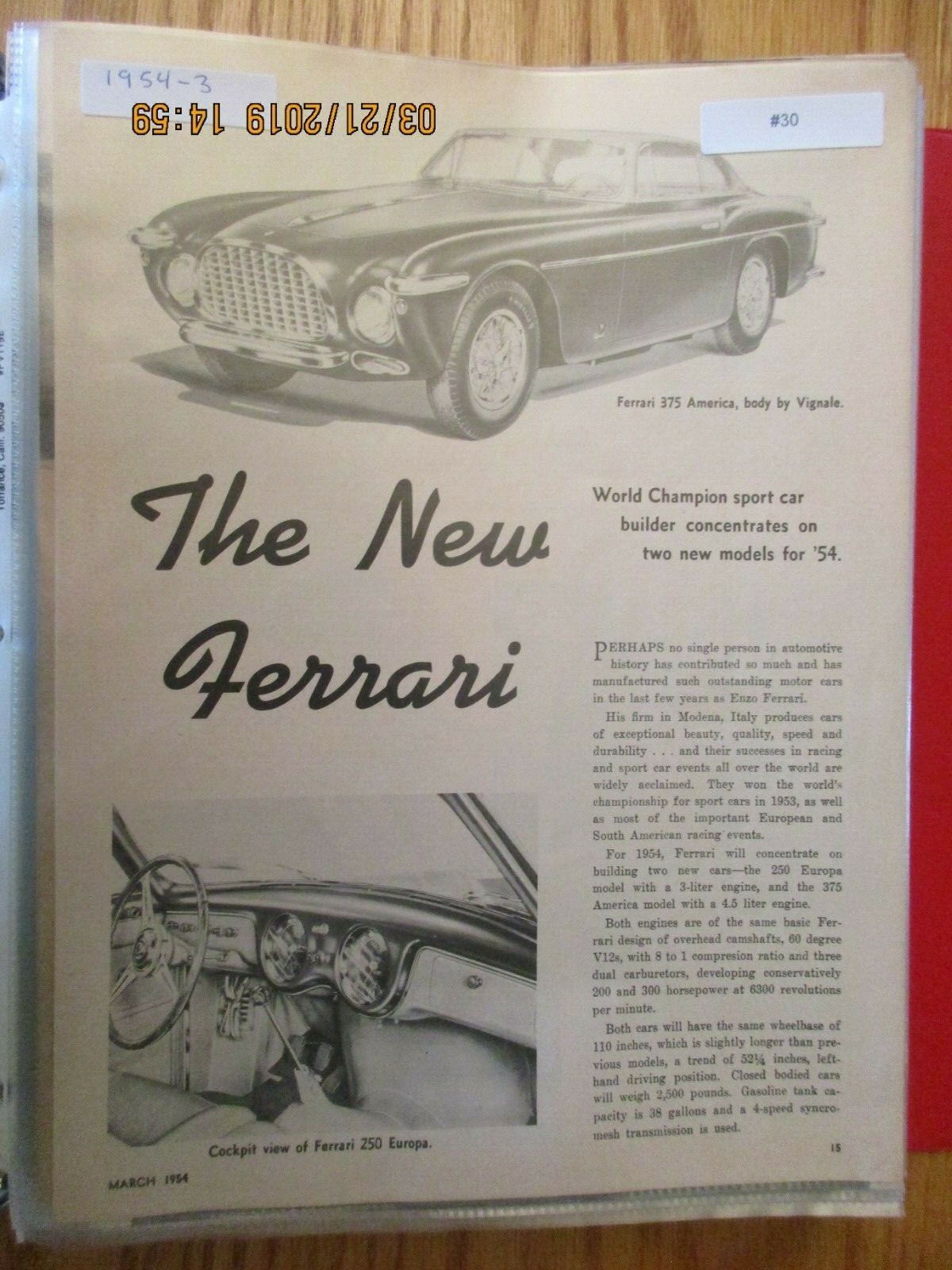 Ferrari#30 Article 1954 Ferrari 375 America body by Vignale 3 page