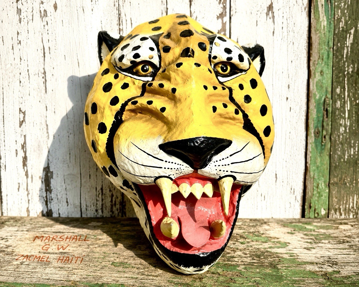 G.W. “Herbie” Marshall Jacmel Haiti Papier Mache Jaguar Carnival Mask Folk Art