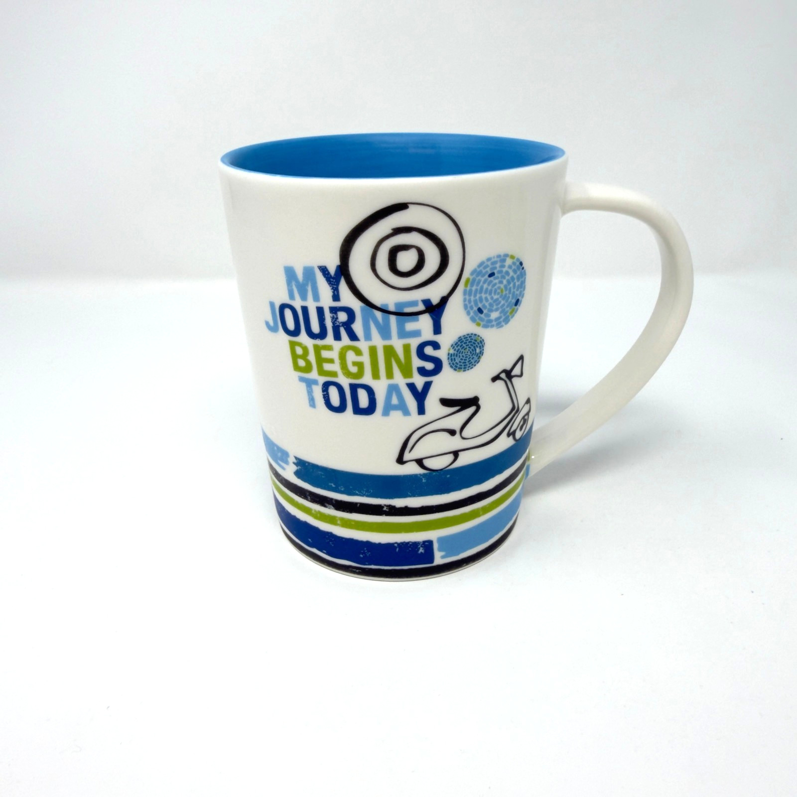 Starbucks 2008 My Journey Begins Today Coffee Mug 14oz Blue White