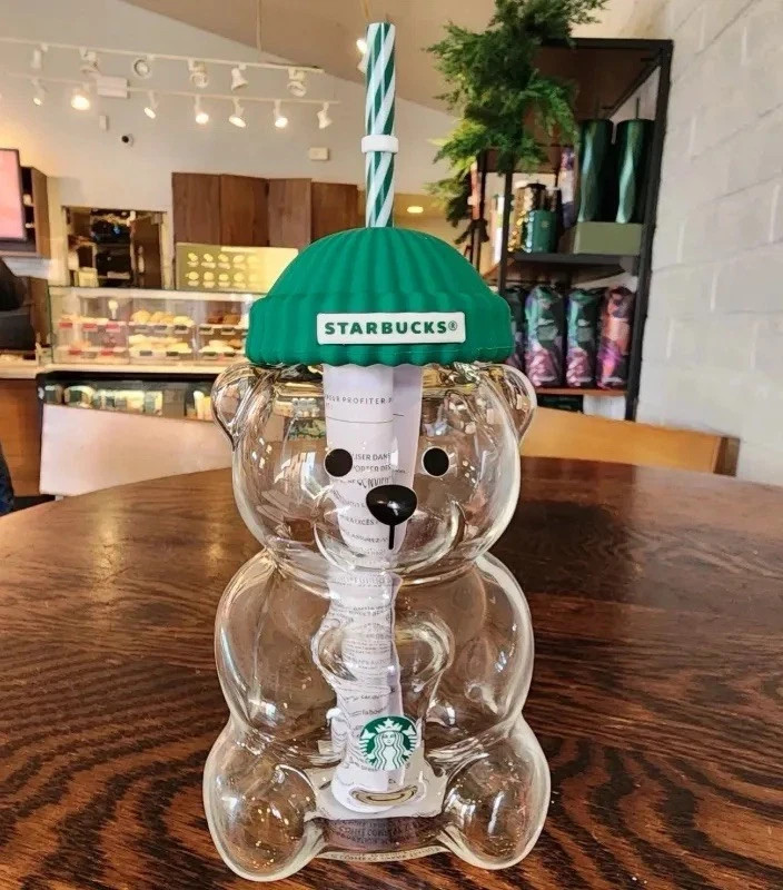 2026 Starbucks Barista Bear Cup Limited Edition Glass Cup ASAP Christmas GIFT ,