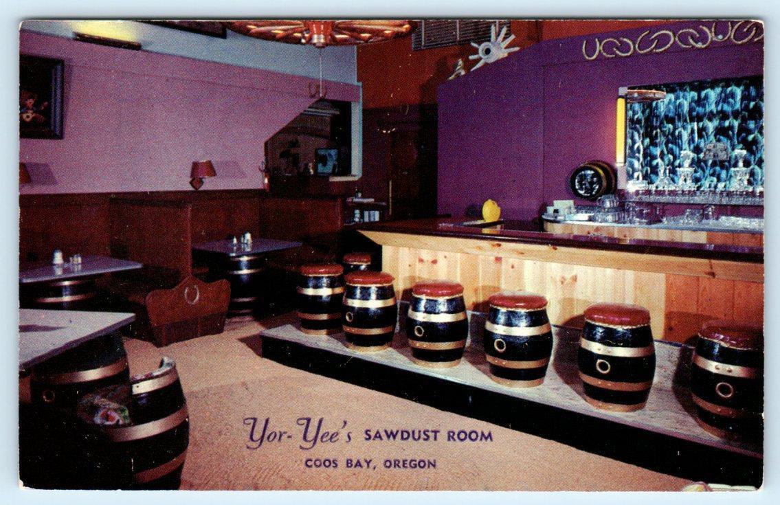 COOS BAY, OR Oregon ~ Roadside Sawdust Room YOR-YEE\'S BAR-B-Q c1950s  Postcard