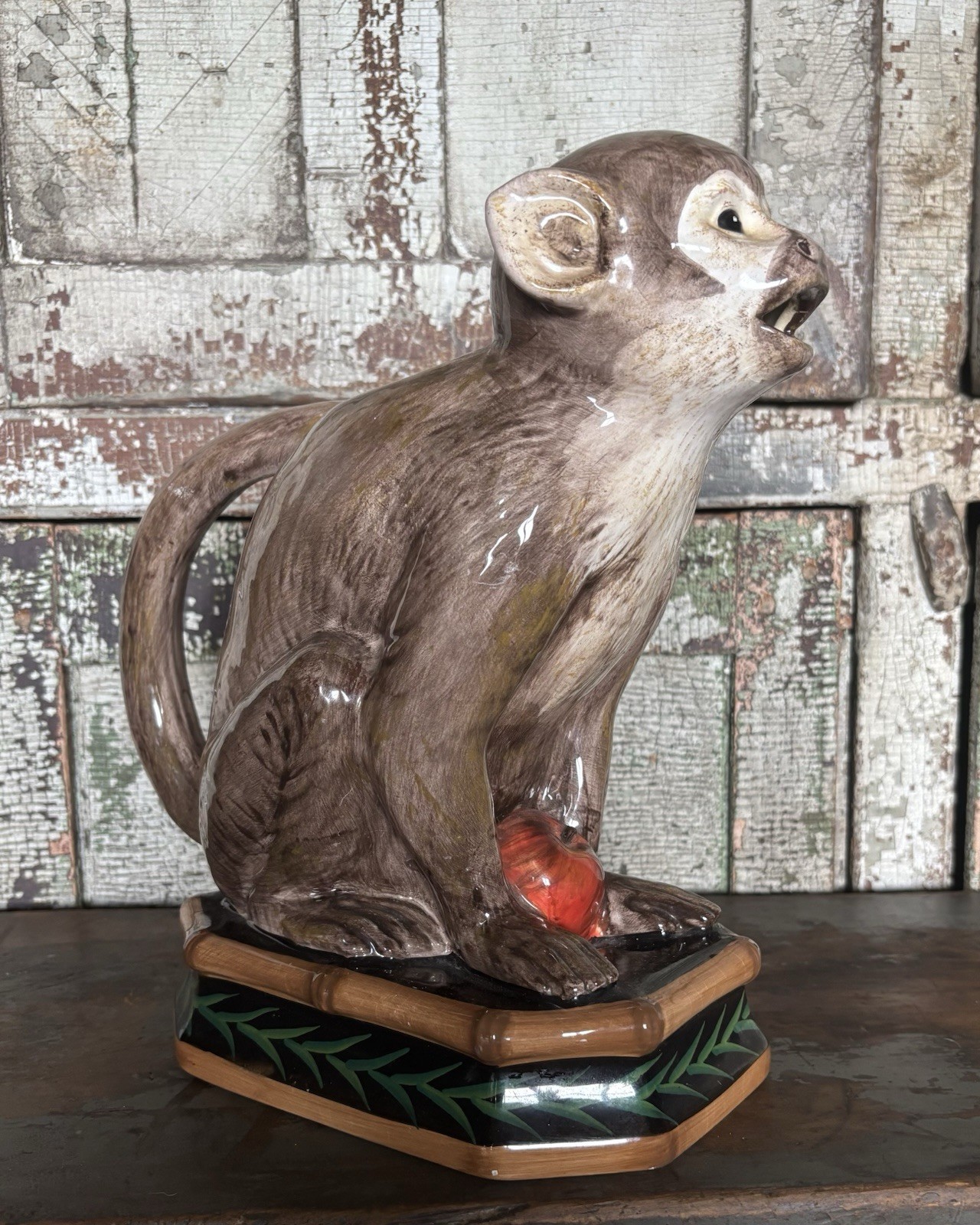 Raymond Waites Safari Glazed Ceramic Monkey Pitcher