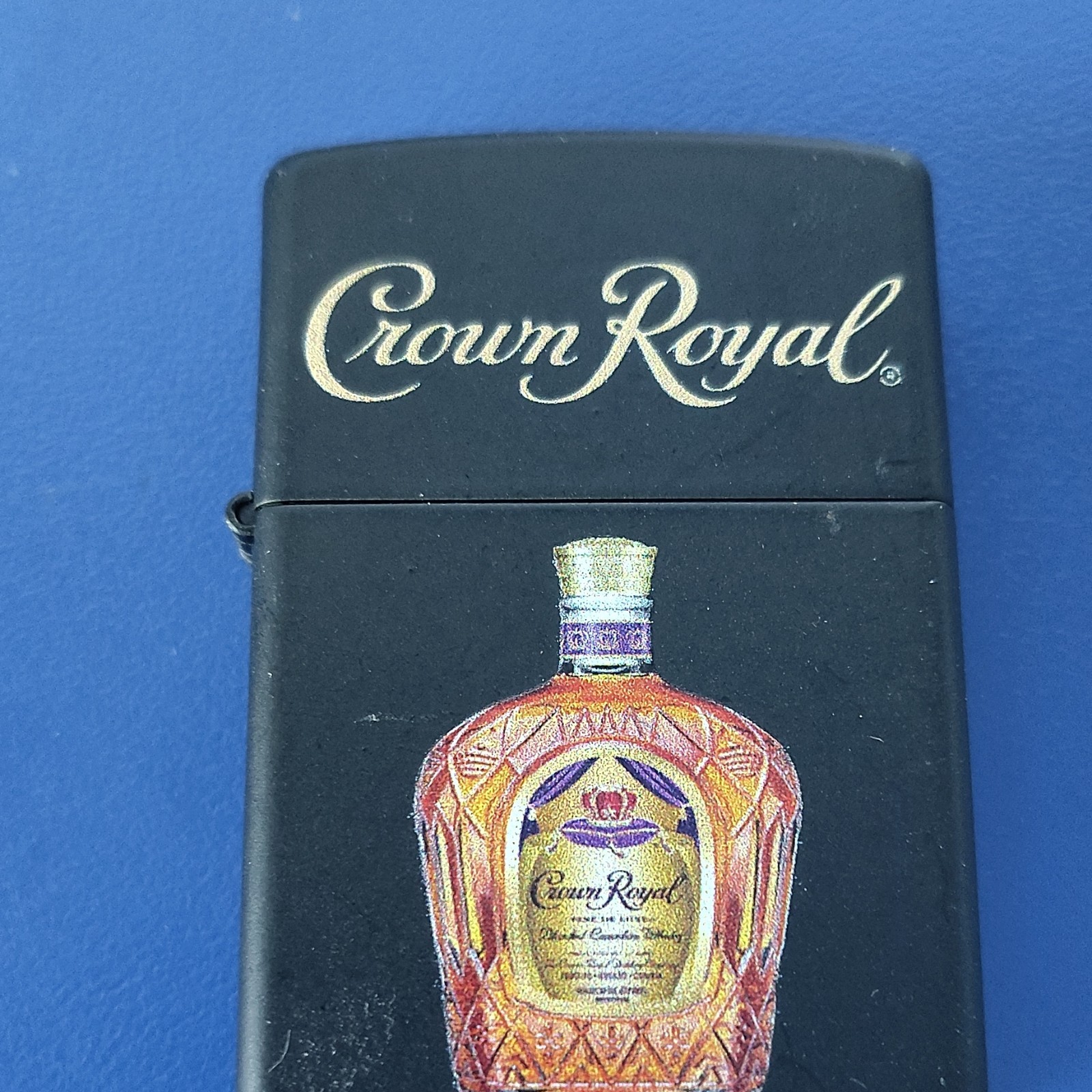 Crown Royal Zippo Lighter Black w/ Crown Royal Bottle Graphic Distillery Theme