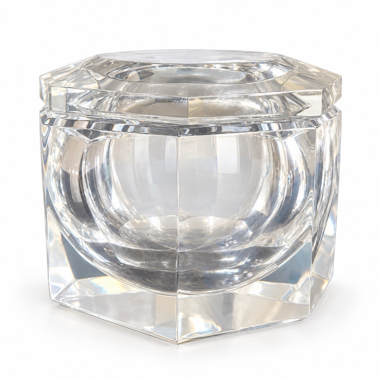 Vintage Mid-Century Octagonal Lucite Ice Bucket 1970s Carole Stupell Design