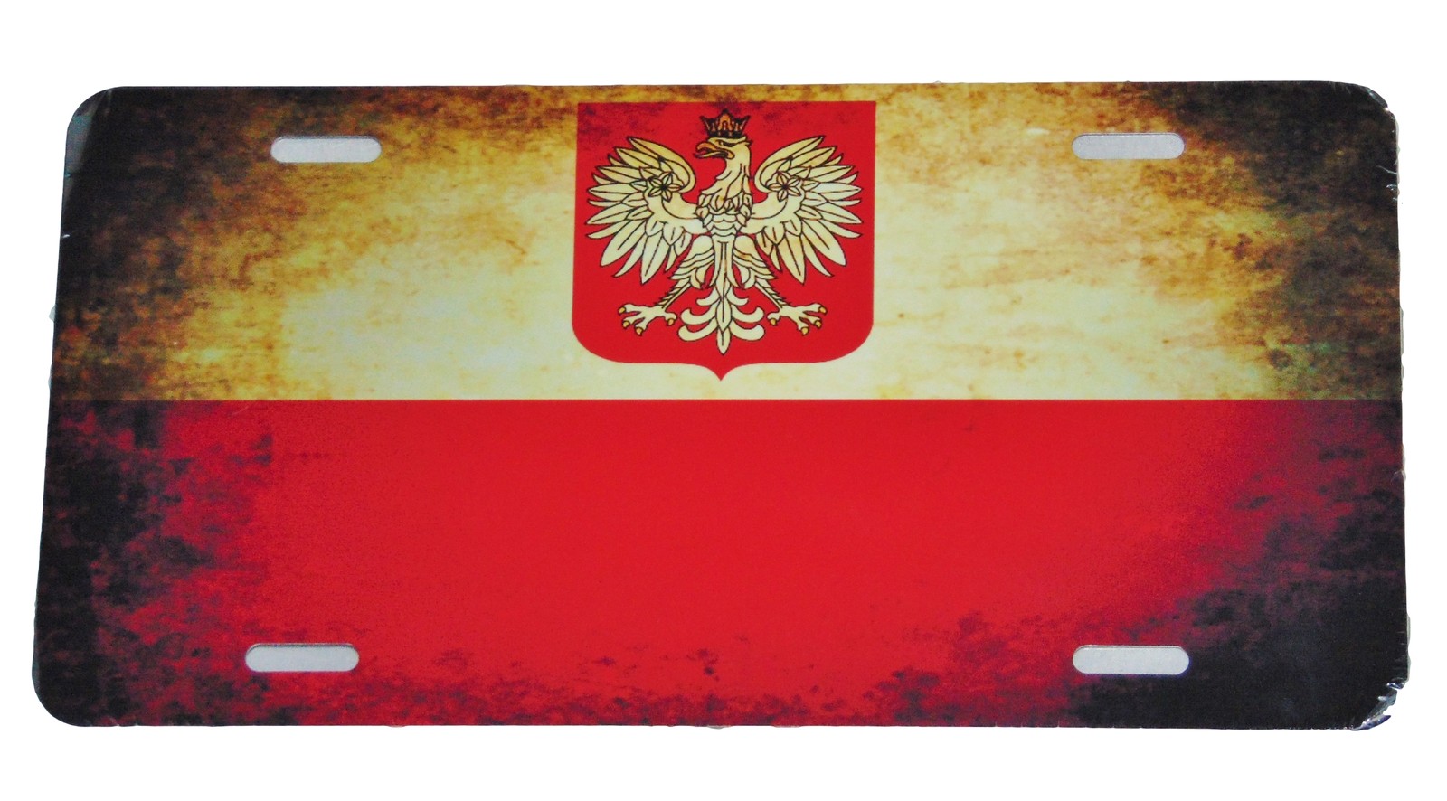 Grunge Imperial Poland Flag License Plate 6x12 Aluminum Car Tag Decor