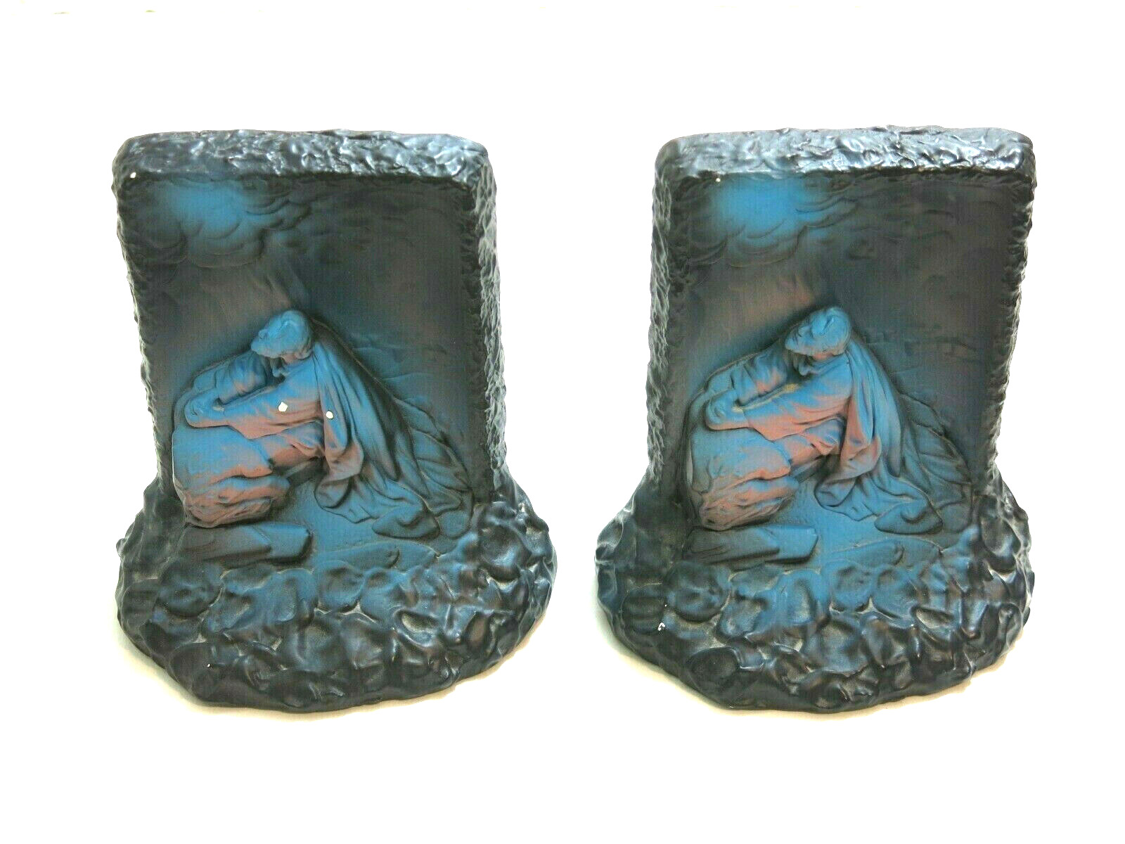 GREAT MID CENTURY 1964 GETHSEMANE BY VICTOR CREATIVE ARTS JESUS PRAYING BOOKENDS