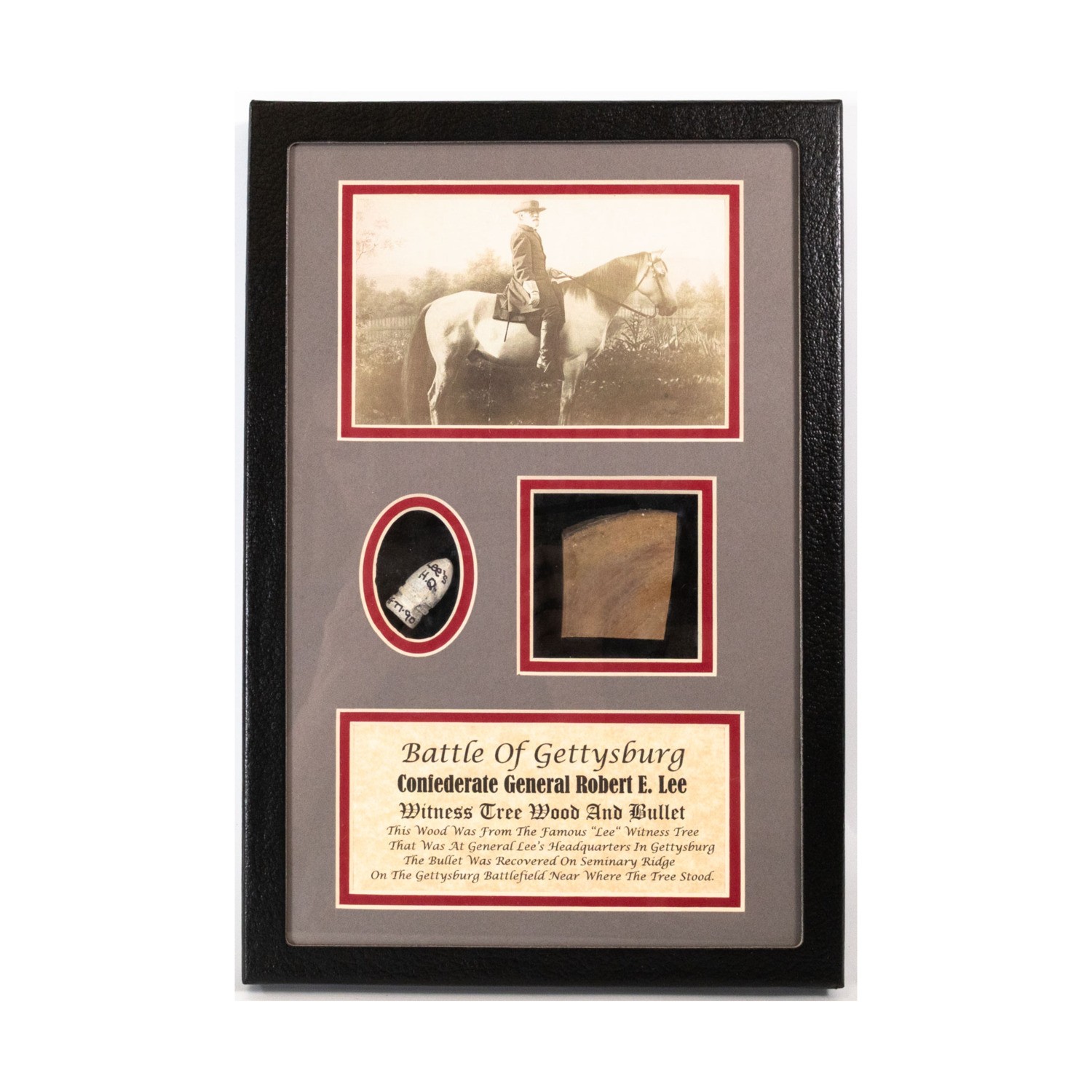 Gettysburg Artifacts  Gen. Lee’s Headquarters Witness Wood and Bullet Displ NM