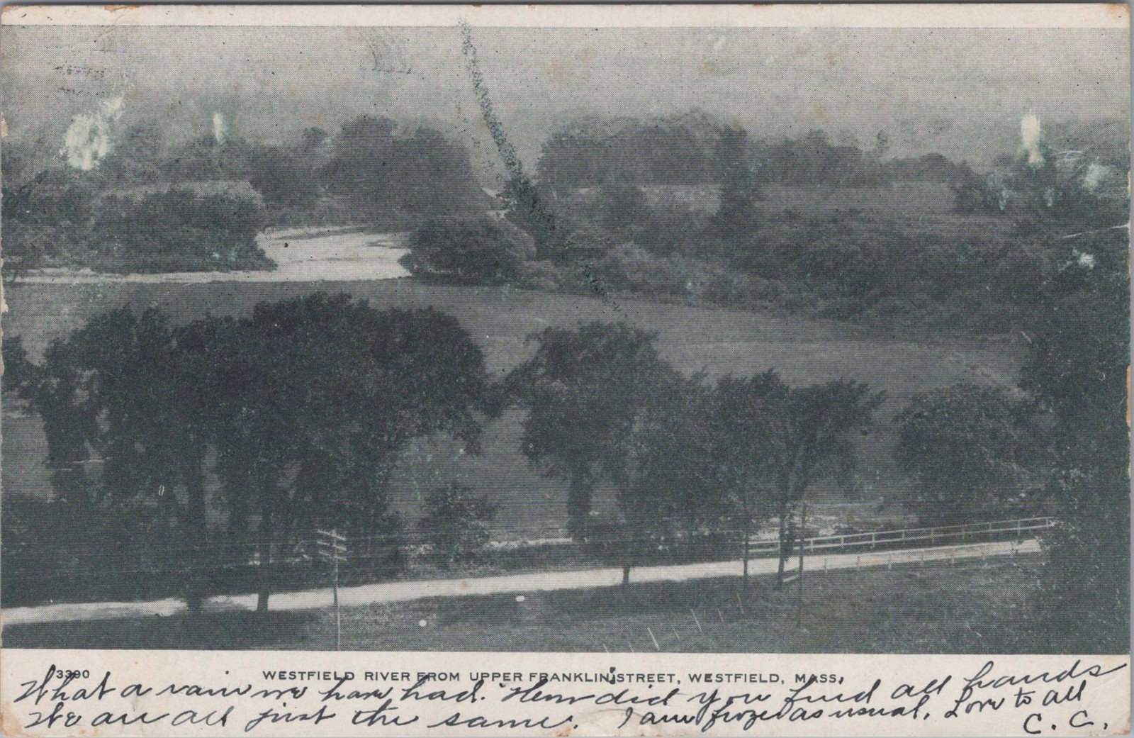 Westfield River From Upper Franklin Street MA 1900s Postcard