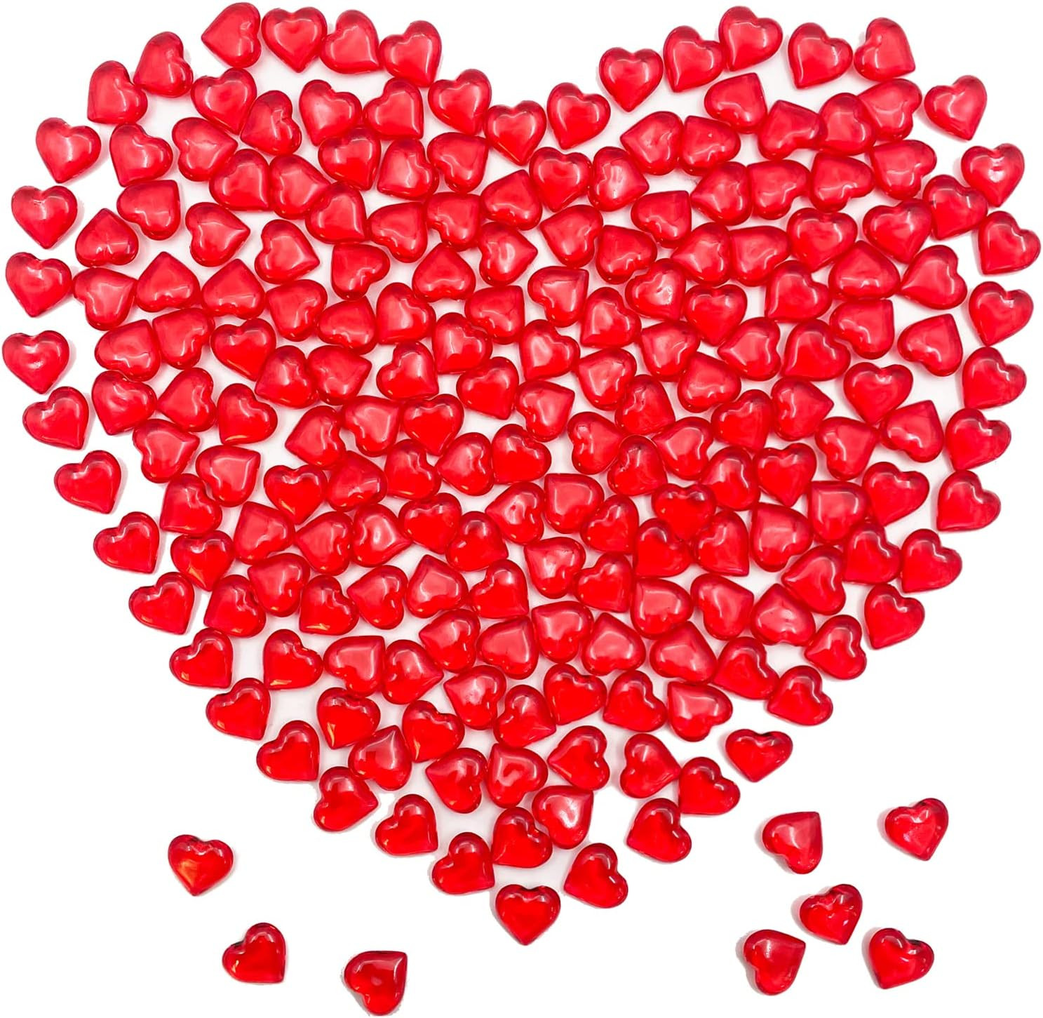 200pcs 3D Red Acrylic Heart, 22 mm Acrylic Hearts, Valentine\'s Day Decor, Plasti