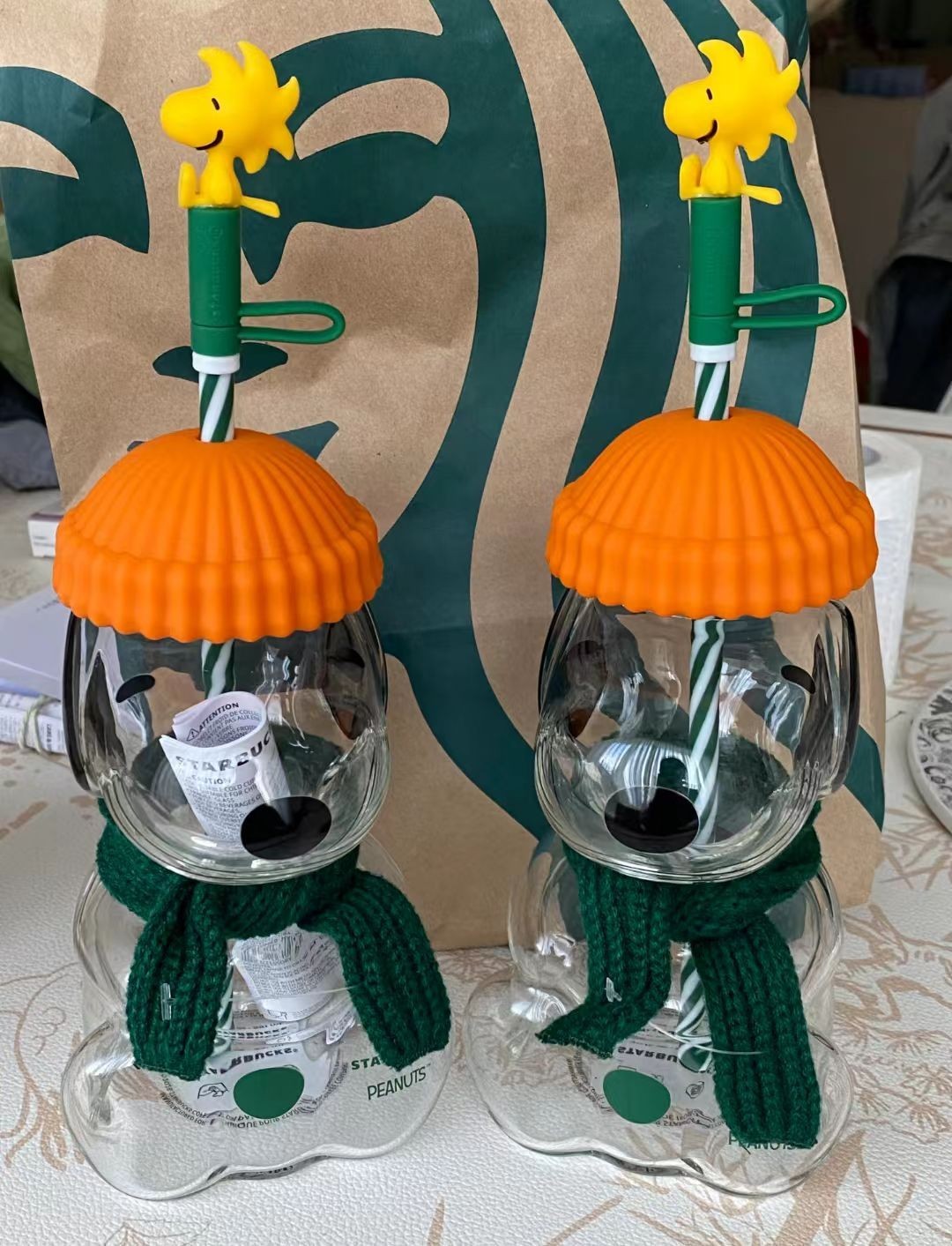 2026 Starbucks x Peanuts Snoopy  100% Authenti Glass Cup Brand NewHalloween Gif